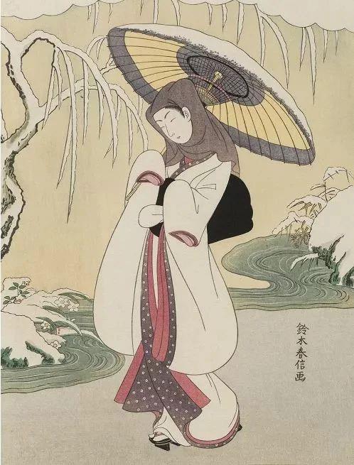 铃木春信 -《苍鹭少女》- 江户时代,梵高：“浮世绘就是我的信仰”,浮世绘,梵高,信仰,日本,版画,江户,葛饰北斋,美人,演员,女性